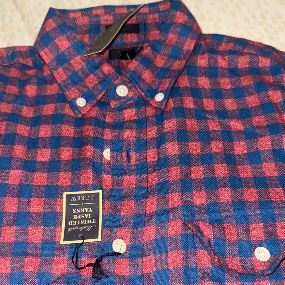 J. Crew Men's Red and Blue Plaid Shirt
